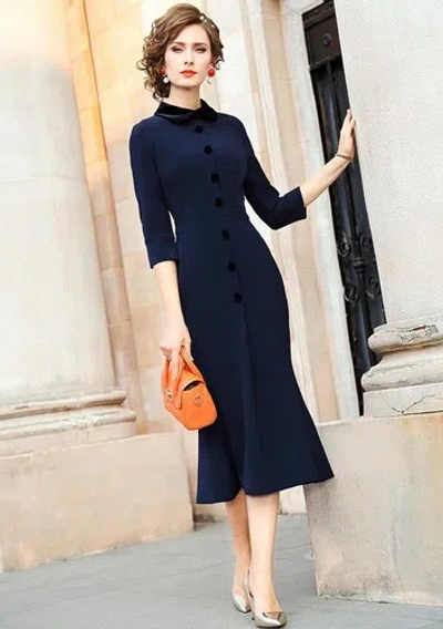 Pre-owned Handmade Custom Made To Order 3/4 Sleeve Fishtail Slim Party Stretch Dress Plus1x-10xl286 In Black