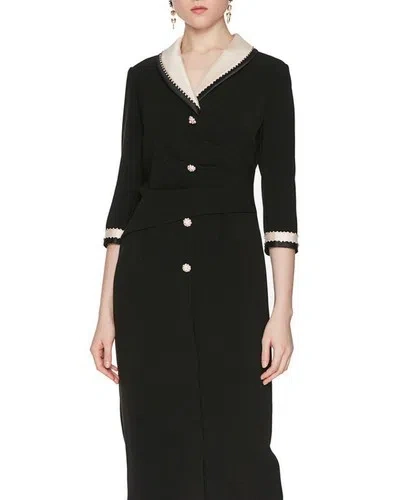 Pre-owned Handmade Custom Made To Order 3/4 Sleeve Slim Bodycon Midi Pencil Dress Plus 1x-10x L183 In Black/pink