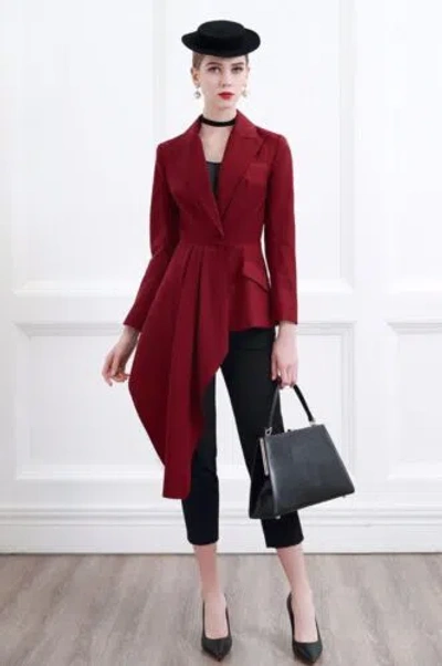 Pre-owned Handmade Custom Made To Order Business Work Irregular Hem Blazer Suit Plus 1x-10x Y311 In Burgundy