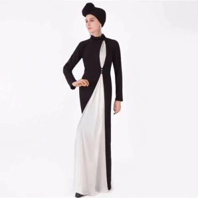 Pre-owned Handmade Custom Made To Order Caftan Kaftan Casual Dubai Party Dress Plus 1x-10x Y693 In Black/white