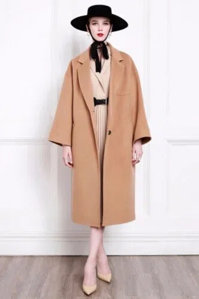Pre-owned Handmade Custom Made To Order Casual Oversized Overcoat Trench Coat Plus 1x-10x Y356 In Camel