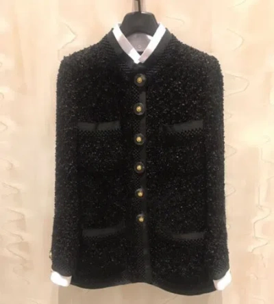 Pre-owned Handmade Custom Made To Order Chic Elegant Stand Collar Long Sleeve Coat Plus1x-10x Y982 In Black