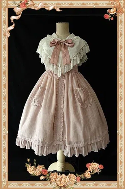 Pre-owned Handmade Custom Made To Order Cosplay Lolita 2pcs Cap & Tank Dress Plus1x-10x(sz16-52)l13 In Pink/white Cape