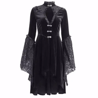 Pre-owned Handmade Custom Made To Order Gothic Fashion Jacket Velvet Steampunk Coat Plus1x-10x L173 In Black
