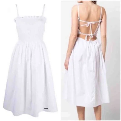 Pre-owned Handmade Custom Made To Order High Waist Poplin Pleated A-line Slip Dress Plus1x-10x L884 In White