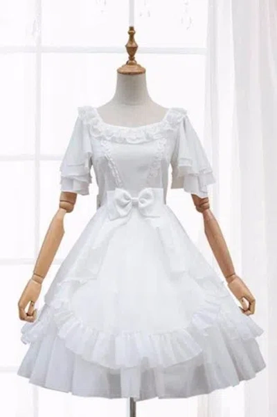 Pre-owned Handmade Custom Made To Order Lolita Tiered Ruffle Hem Wedding Prom Dress Plus1x-10x L152 In White