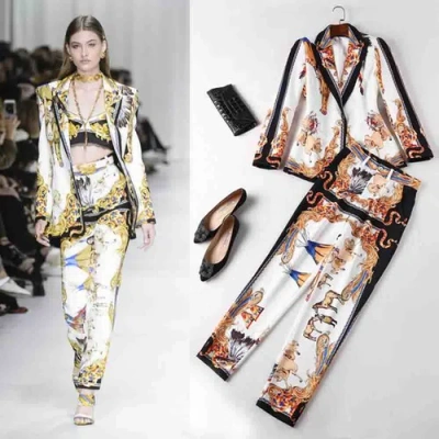 Pre-owned Handmade Custom Made To Order Long Sleeve Print Tapered Pants Jacket Suit Plus1x-10x L648 In Printed