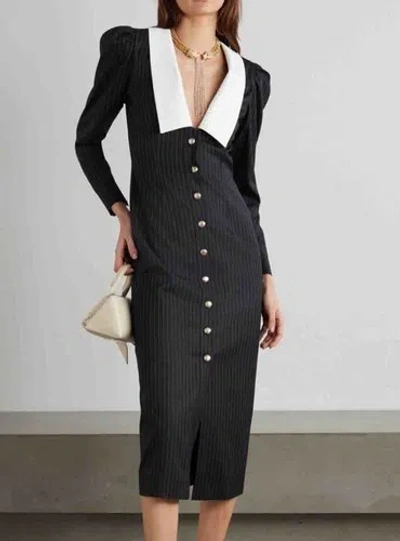 Pre-owned Handmade Custom Made To Order Long Sleeve Striped V-neck Pencil Dress Plus1x-10x L882 In Black