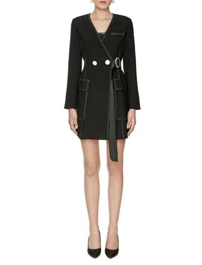 Pre-owned Handmade Custom Made To Order Long Sleeve V-neck Work Office Short Dress Plus 1x-10x L195 In Black