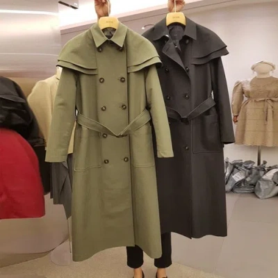 Pre-owned Handmade Custom Made To Order Loose Double Breasted Belted Trench Coat Plus 1x-10x L922 In Black