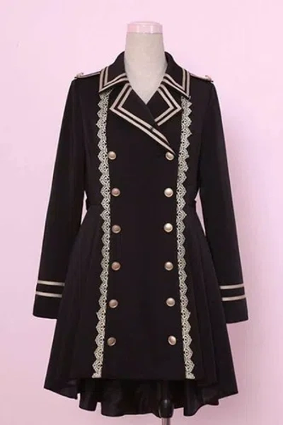 Pre-owned Handmade Custom Made To Order Military Lolita Double-breasted Uniform Coat Plus1x-10xl171 In Black