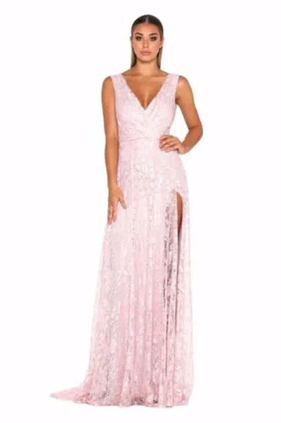 Pre-owned Handmade Custom Made To Order Sleeveless Backless Tall Slit Evening Gown Plus 1x-10x Y876 In Pink