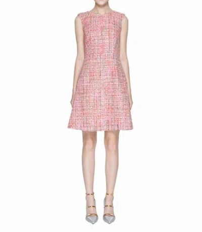 Pre-owned Handmade Custom Made To Order Sleeveless Crew Neck Tweed Mini A-line Dress Plus1x-10xl205 In Pink
