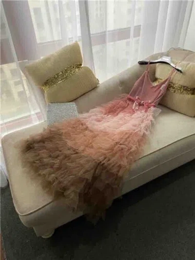 Pre-owned Handmade Custom Made To Order V-neck Layered Party Cocktail Slip Dress Plus 1x-10x L653 In Pink
