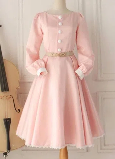 Pre-owned Handmade Custom Made To Order Vintage Hepburn Elegant Lolita Party Dress Plus 1x-10x L146 In Pink