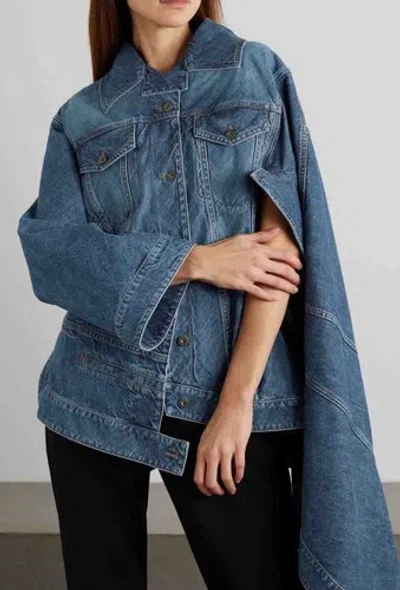 Pre-owned Handmade Custom Made To Order Women's Irregular Denim Casual Jacket Coat Plus 1x-10x L896 In Blue