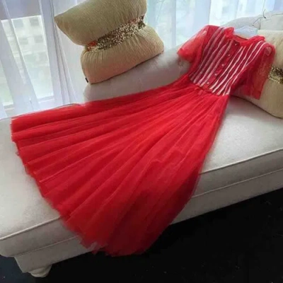 Pre-owned Handmade Custom Made To Order Women's Lightweight Mesh A-line Long Dress Plus 1x-10x L707 In Red