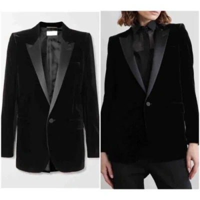 Pre-owned Handmade Custom Made To Order Women's Long Sleeved Velvet Suit Coat Plus 0x-10x L903 In Black