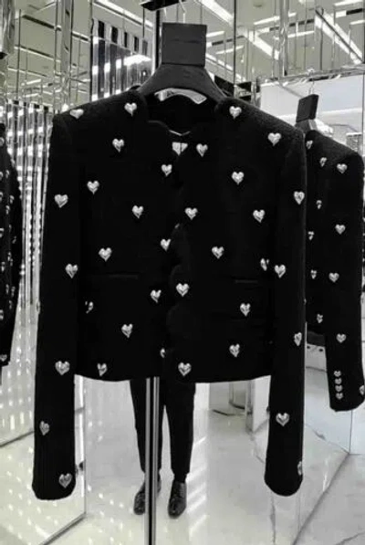 Pre-owned Handmade Custom Made To Order Women's Open Front Cardigan Short Jacket Plus 0x-10x L908 In Black