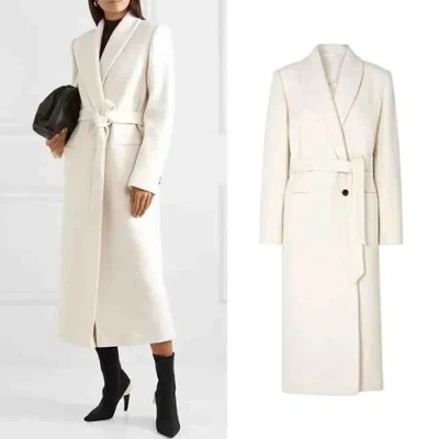 Pre-owned Handmade Custom Made To Order Women's Wool Blend Mid-length Overcoat Coat Plus1x-10x L641 In White