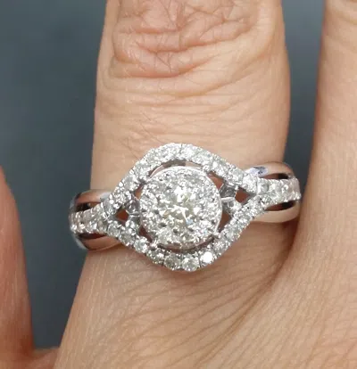 Pre-owned Handmade Deal 0.75ct Natural Round Cluster Diamond Engagement Ladies Ring In 14k Gold. In White