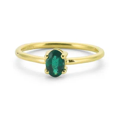 Pre-owned Handmade Emerald Ring, Oval Emerald Ring, 14k Solid Gold Ring, May Birthstone Ring, In White