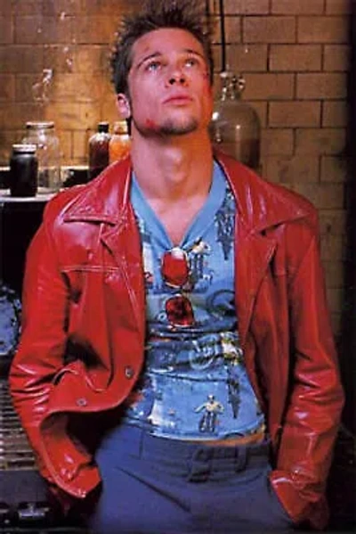 Pre-owned Handmade Fight Club Red Leather Jackets Brad Pitt Tyler Durden Real Sheepskin Coats