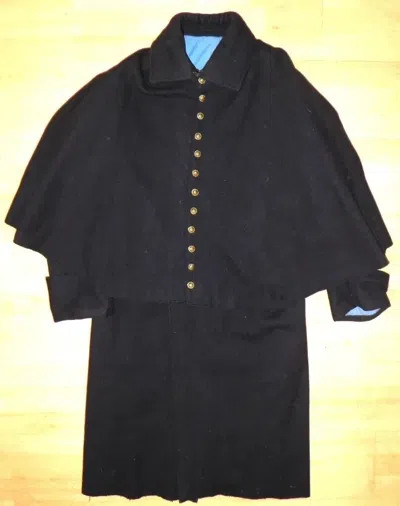 Pre-owned Handmade Gents Military Us Army Officers Uniform Caped Over Coat In Black