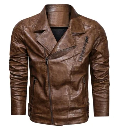 Pre-owned Handmade Genuine Leather Jacket Motorcycle Brown Biker Jacket Men