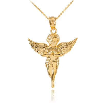 Pre-owned Handmade Gold Angel Pendant Necklace In Yellow Gold