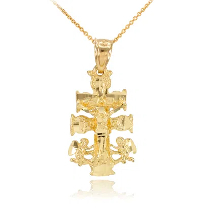 Pre-owned Handmade Gold Caravaca Inri Crucifix Cross Pendant Necklace In Yellow Gold