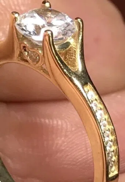 Pre-owned Handmade Gold Ring 14k Real Solid Yellow Round Heart Solid Cz Fine Gift Engagement 7 6 8