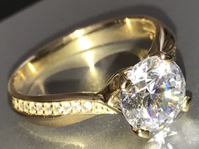 Pre-owned Handmade Gold Ring 14k Solid Real Yellow Round Cz Engagement Fine Gift Her Size 7 6 8