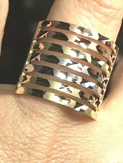 Pre-owned Handmade Gold Ring Band Stack Semanario Multi 10k Yellow White Rose Tri 4.8g 8 6 7 9 10