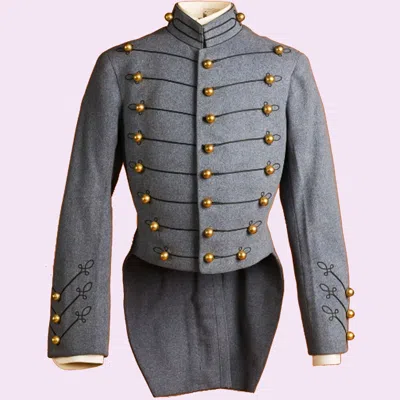 Pre-owned Handmade Gray Military Men's British Jacket Wool Tail Coat