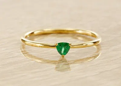 Pre-owned Handmade Green Garnet Trillion Rings In 14k Solid Gold White Gold / Tsavorite Gold Bands
