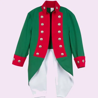 Pre-owned Handmade Green Revolutionary War Marine Corps Frock Coat In Green And Red