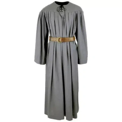 Pre-owned Handmade Grey Medieval Tunic Renaissance Men Wizard Robe Clergy Costume Priest Robe In Gray