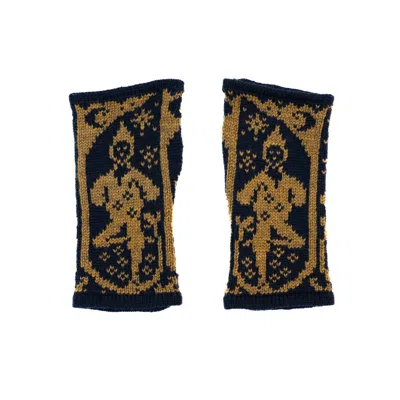 Handmade In Bridge Women's Black / Gold "the Hanged Man Knitted Merino Mittens" In Multi