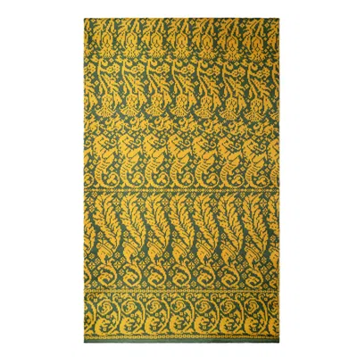 Handmade In Bridge Women's Gold / Green "grace Knitted Fair Isle Merino Shawl"