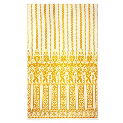 Handmade In Bridge Women's Gold / White "helena Knitted Fair Isle Merino Shawl"