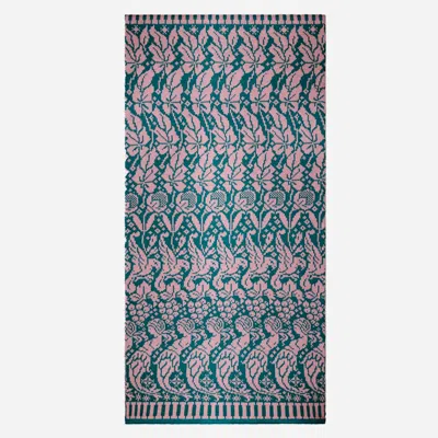 Handmade In Bridge Women's Green "marnie Knitted Fair Isle Merino Scarf"