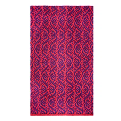 Handmade In Bridge Women's Red "chantelle Knitted Fair Isle Merino Shawl"