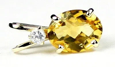 Pre-owned Handmade In The Usa 10x8mm Natural Citrine 14k Yellow Gold Ladies Pendant -handmade • P020