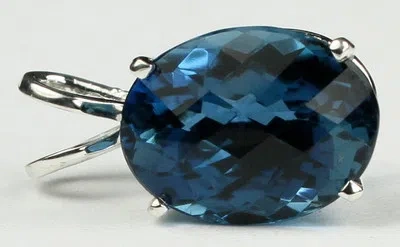 Pre-owned Handmade In The Usa 12 Ct London Blue Topaz Sterling Silver Ladies Pendant, Handmade • Sp004