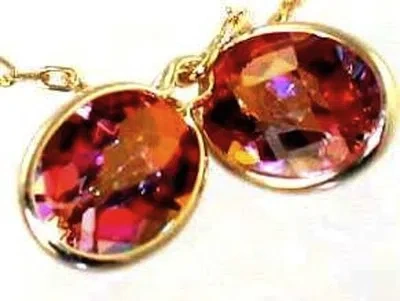 Pre-owned Handmade In The Usa 8x6mm Twilight Fire Topaz 14k Yellow Gold Threader Earrings - Handmade • E005 In Multicolor