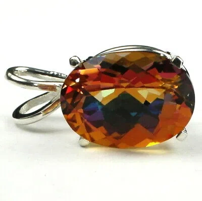 Pre-owned Handmade In The Usa Twilight Fire Topaz Sterling Silver Ladies Pendant, Handmade • Sp004 In Multicolor