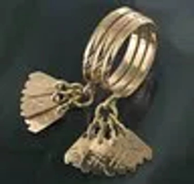Pre-owned Handmade Latvian Ethnic 14k Gold 7 Day Ring From Latvia In Rosy Brown