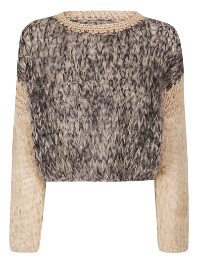 Handmade Long-sleeve Knit Sweater In Brown