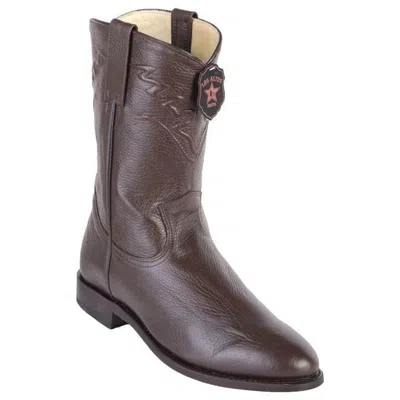 Pre-owned Handmade Los Altos Genuine  Brown Elk Leather Roper Boots Round Toe 805107